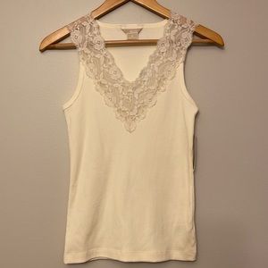 Michael Kors Cream Tank with Lace Detail - Size Small - NWT